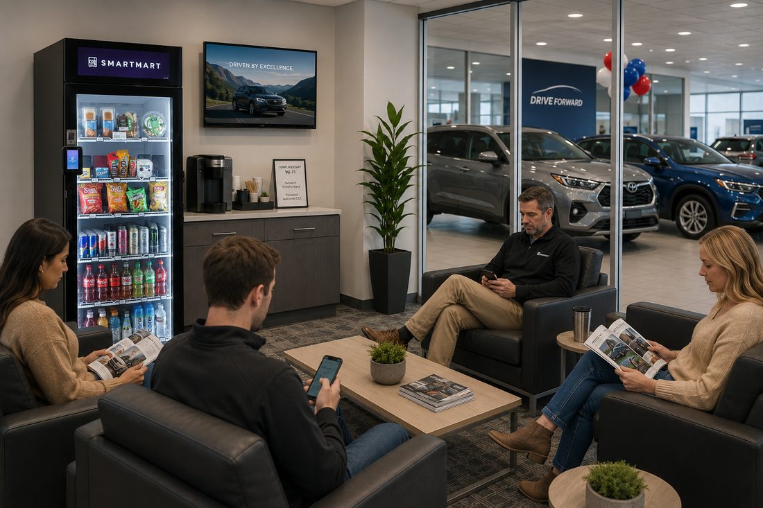CB SmartMart cabinet in a car dealership showroom