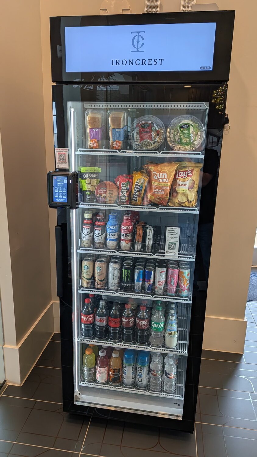 Stocked CB SmartMart cabinet in the Ironcrest lobby
