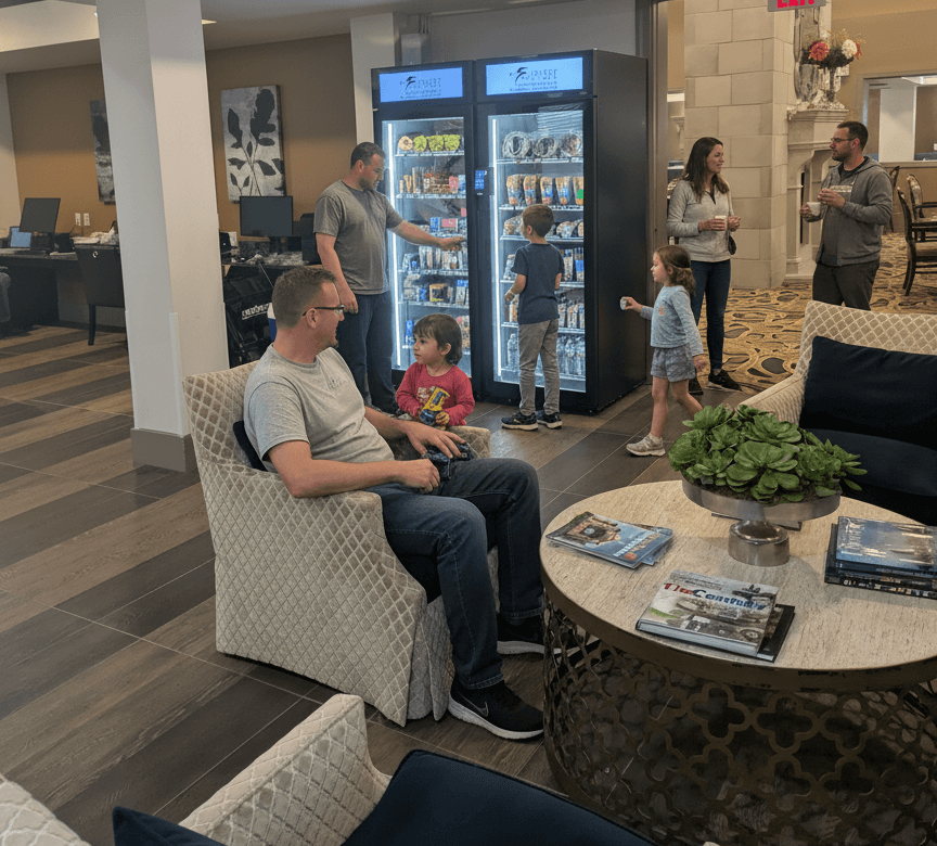Vending machine in an apartment community
