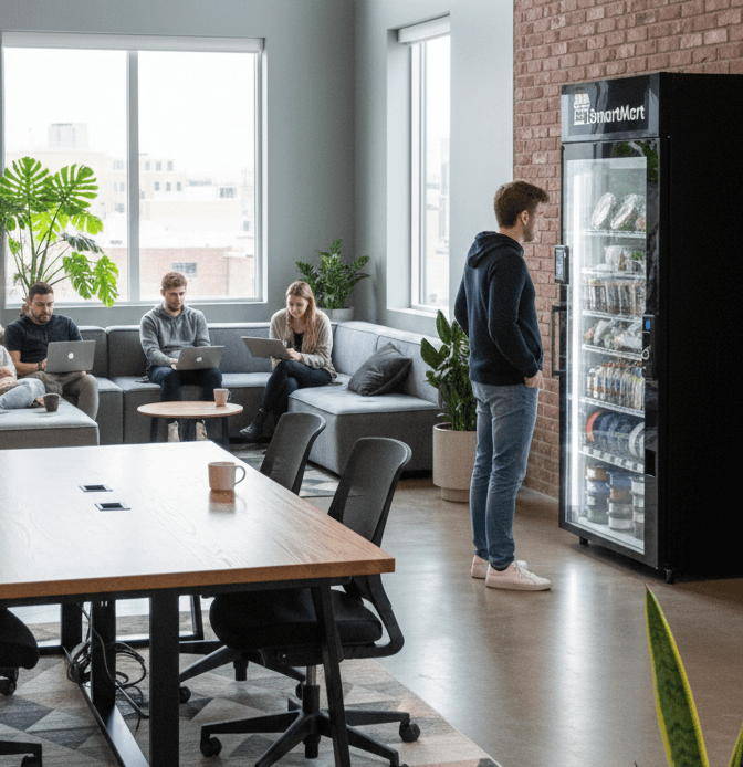 Happy people in a coworking space